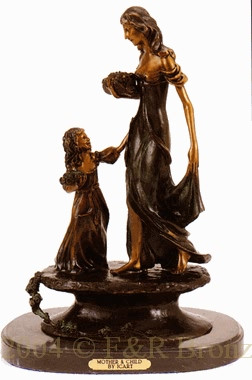 223 Mother And Child Bronze Statue by Louis Justin Icart