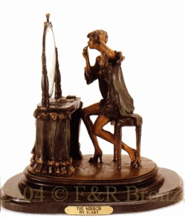  225 The Mirror (Looking Pretty) Bronze Statue by Louis Justin Icart	 	 
