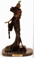 227 Deco Girl With Fan (Fan Dancer) Bronze Statue by Iscart 