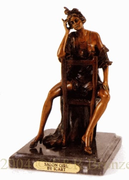 235 Salon Girl Bronze Statue by Louis Justin Icart