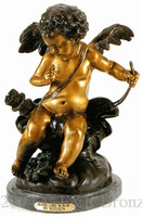 311 Seated Cupid with Bow Bronze Sculpture by Houdon