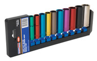 Sealey AK285D Multi-Coloured Socket Set 10pc 3/8"Sq Drive 6pt Deep WallDriveå¬ Metric