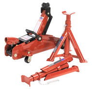 Sealey 1030CXDK Trolley Jack 2tonne Short Chassis with Axle Stands (Pair) 1tonne Capacity per Stand & Storage Case