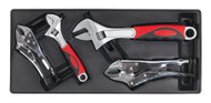 Sealey TBT04 Tool Tray with Locking Pliers & Adjustable Wrench Set 4pc