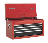 Sealey AP3606B Topchest 6 Drawer with Ball Bearing Runners Drop Front - Red/Black