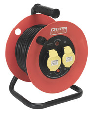 Sealey CR12515 Cable Reel 25mtr 2 x 110V 1.5mm_ Heavy-Duty Thermal Trip