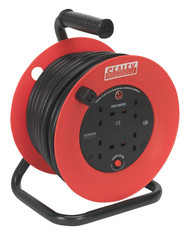 Sealey CR22525 Cable Reel 25mtr 4 x 230V 2.5mm_ Heavy-Duty Thermal Trip