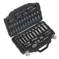 Sealey AK8951 Socket Set 63pc 1/4" & 3/8"Sq Drive 6pt WallDriveÌ´åÂ Metric