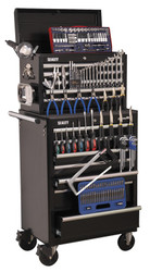 Sealey APCOMBOBBTK58 Topchest & Rollcab Combination 15 Drawer with Ball Bearing Runners - Black & 147pc Tool Kit