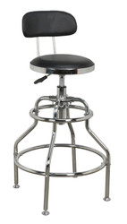 Sealey SCR14 Workshop Stool Pneumatic with Adjustable Height Swivel Seat & Back Rest