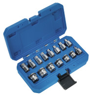 Sealey AK6588 Oil Drain Plug Socket & Key Set 15pc Magnetic 3/8"Sq Drive