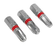 Sealey AK210503 Power Tool Bit Phillips #3 Colour-Coded S2 25mm Pack of 3