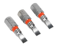 Sealey AK210507 Power Tool Bit Slotted 4mm Colour-Coded S2 25mm Pack of 3