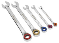 Sealey AK63905 Reversible Combination Ratchet Spanner Set 5pc with Magnetic Stop Ring Metric