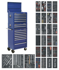 Sealey SPTCCOMBO1 Tool Chest Combination 14 Drawer with Ball Bearing Runners - Blue & 1179pc Tool Kit