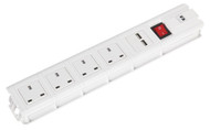 Sealey EL34USBW Extension Cable 3mtr 4 x 230V + 2 x USB Sockets - White