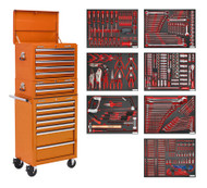 Sealey TBTPCOMBO4 Tool Chest Combination 14 Drawer with Ball Bearing Runners - Orange & 446pc Tool Kit