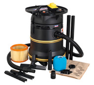 Sealey PC35110V Vacuum Cleaner Industrial Wet & Dry 35ltr 1200W/110V Plastic Drum M Class Filtration Self-Clean Filter & Auto Start