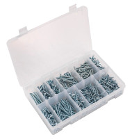 Sealey AB065STCP Self Tapping Screw Assortment 600pc Countersunk Pozi Zinc DIN 7982