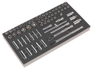 Siegen S01120 Tool Tray with Socket Set 62pc 3/8"Sq Drive Metric
