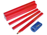 Faithfull FAICPR12S - Carpenters Pencils Tube (Tube of 12 + Sharpener)