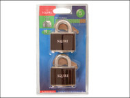 Henry Squire HSQ35T - 35T Stronglock Card (2) Padlocks 38mm Open Shackle Keyed