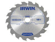IRWIN IRW1897191 - Circular Saw Blade 160 x 20mm x 18T ATB