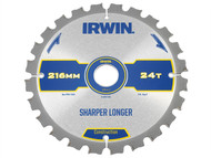IRWIN IRW1897395 - Construction Circular Saw Blade 216 x 30mm x 24T ATB/Neg M