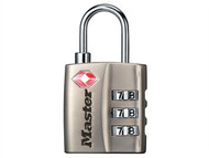 Master Lock MLK4680NKL - TSA 3-Digit Nickel Finish Combination 30mm Padlock
