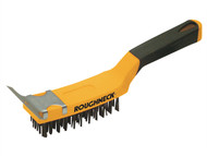 Roughneck ROU52042 - Carbon Steel Wire Brush Soft Grip with Scraper 300mm (12in)