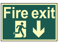 Scan SCA1580 - Fire Exit Running Man Arrow Down - Photoluminescent 300 x 200mm