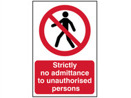Scan SCA4052 - Strictly No Admittance To Unauthorised Persons - PVC 400 x 600mm