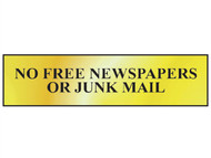Scan SCA6023 - No Free Newspapers Or Junk Mail - Polished Brass Effect 200 x 50mm