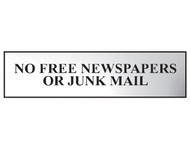 Scan SCA6023C - No Free Newspapers Or Junk Mail - Chrome 200 x 50mm