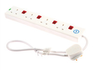 SMJ SMJS4WISP - Extension Lead 240 Volt 4 Way 13A Surge Protection Switched 0.75 Metre