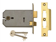 UNION UNNY2077PL5 - 2077-5 3 Lever Horizontal Mortice Lock Polished Brass 124mm