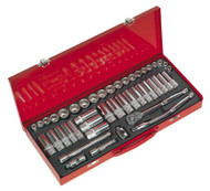 Sealey AK692 Socket Set 45pc 3/8"Sq Drive 6pt WallDriveå¬ - DuoMetricå¬