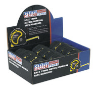 Sealey AK98912 Rubber Measuring Tape 5mtr(16ft) x 19mm Metric/Imperial Display Box of 12