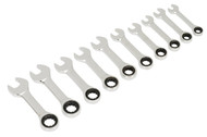 Sealey AK6396 Combination Ratchet Spanner Set 10pc Stubby Metric