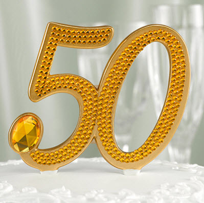 50th Anniversary Cake Topper - Gilded in Gold