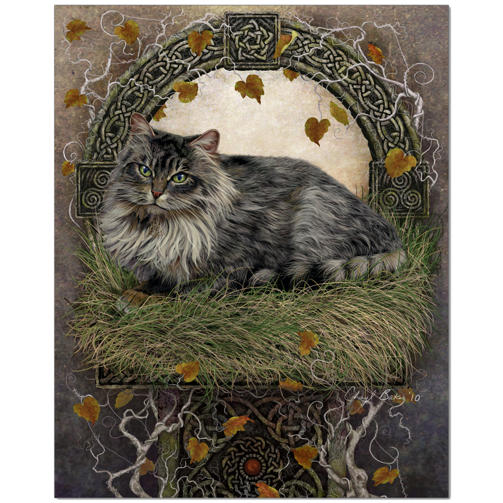 Beautiful Celtic Cat  Art Cheryl Baker Stationery Prints 