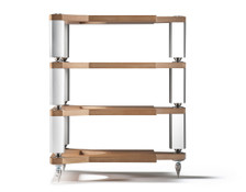 Naim FraimLite HiFi Rack - 1x Base, 3x Levels (Standard) - Side view - natural ash shelves  aluminum silver uprights 