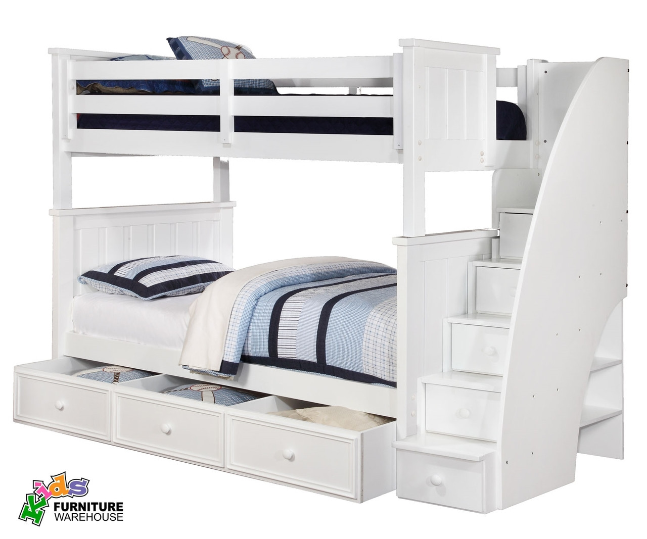 Brandon Bunk Bed With Stairs In White Allen House Kids Loft