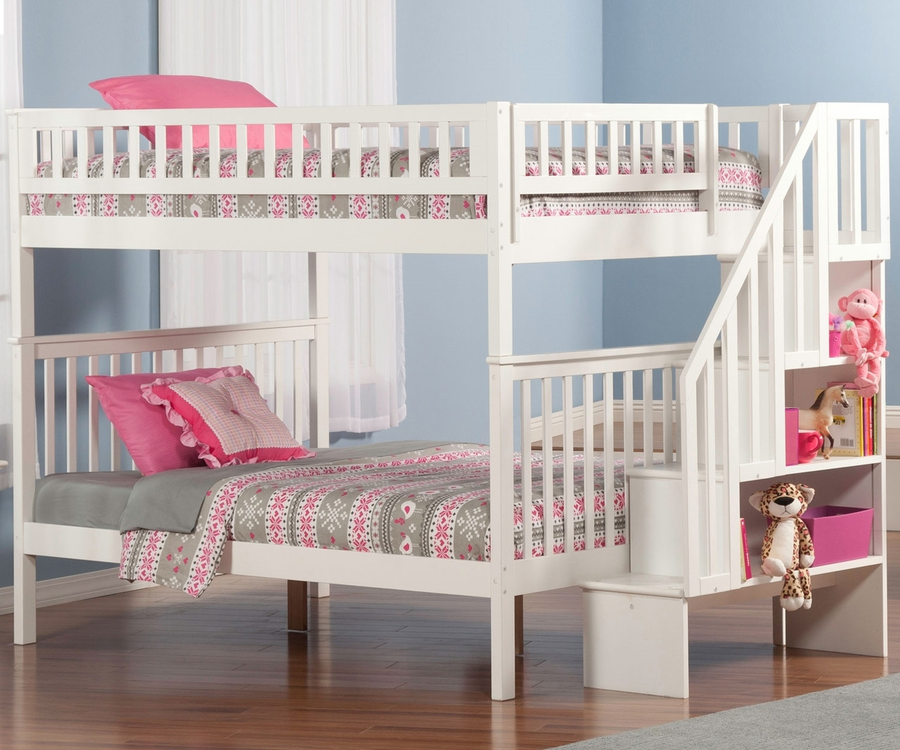 Woodland Full over Full Stair Bunk Bed AB56802 Atlantic Furniture Solid Wood Bedroom Woodland Full over Full Stair Bunk Bed AB56802 Atlantic Furniture Solid Wood Bedroom