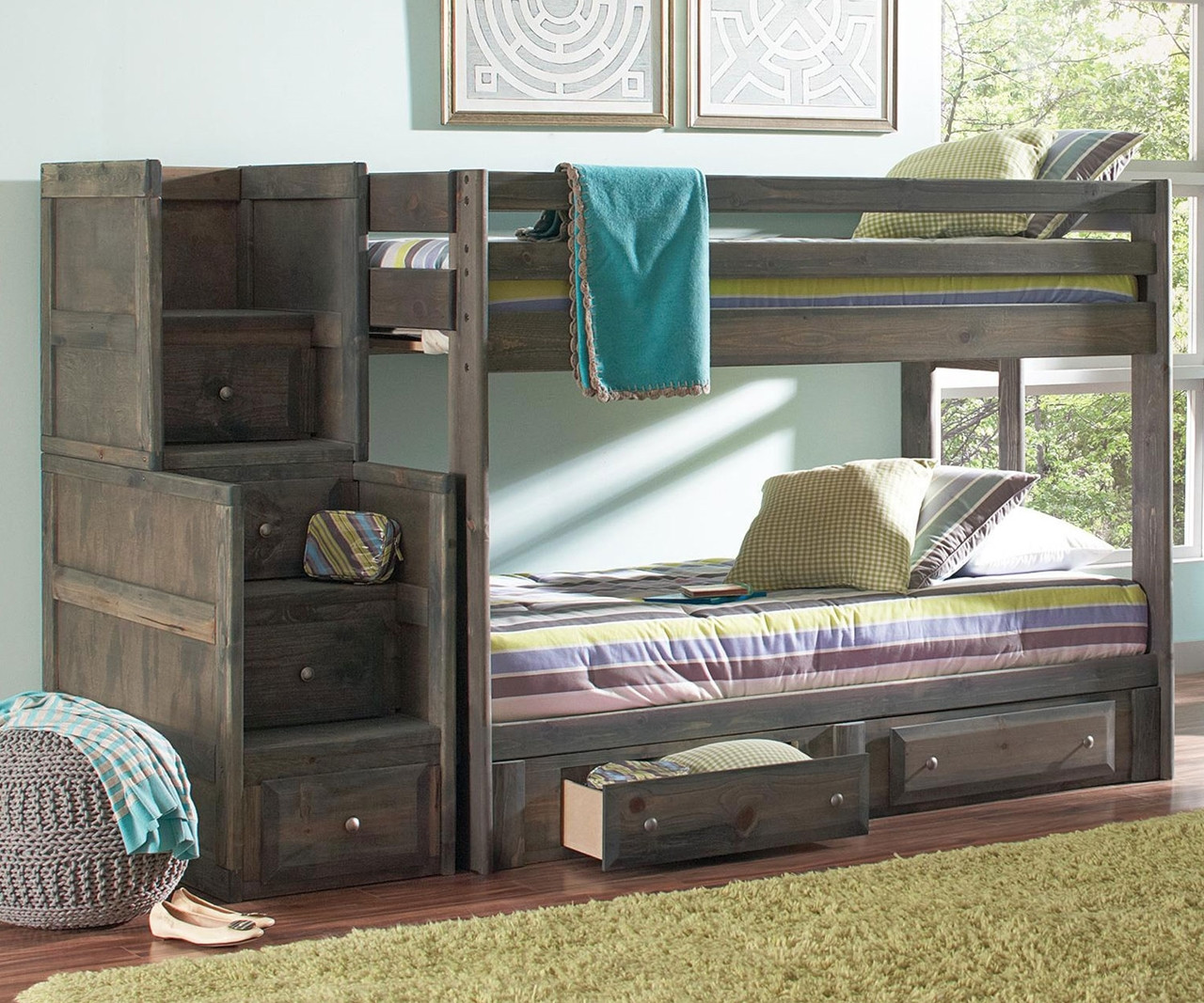 full over full wooden bunk beds