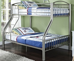 dorel twin over full silver metal bunk bed with set of 2 mattresses