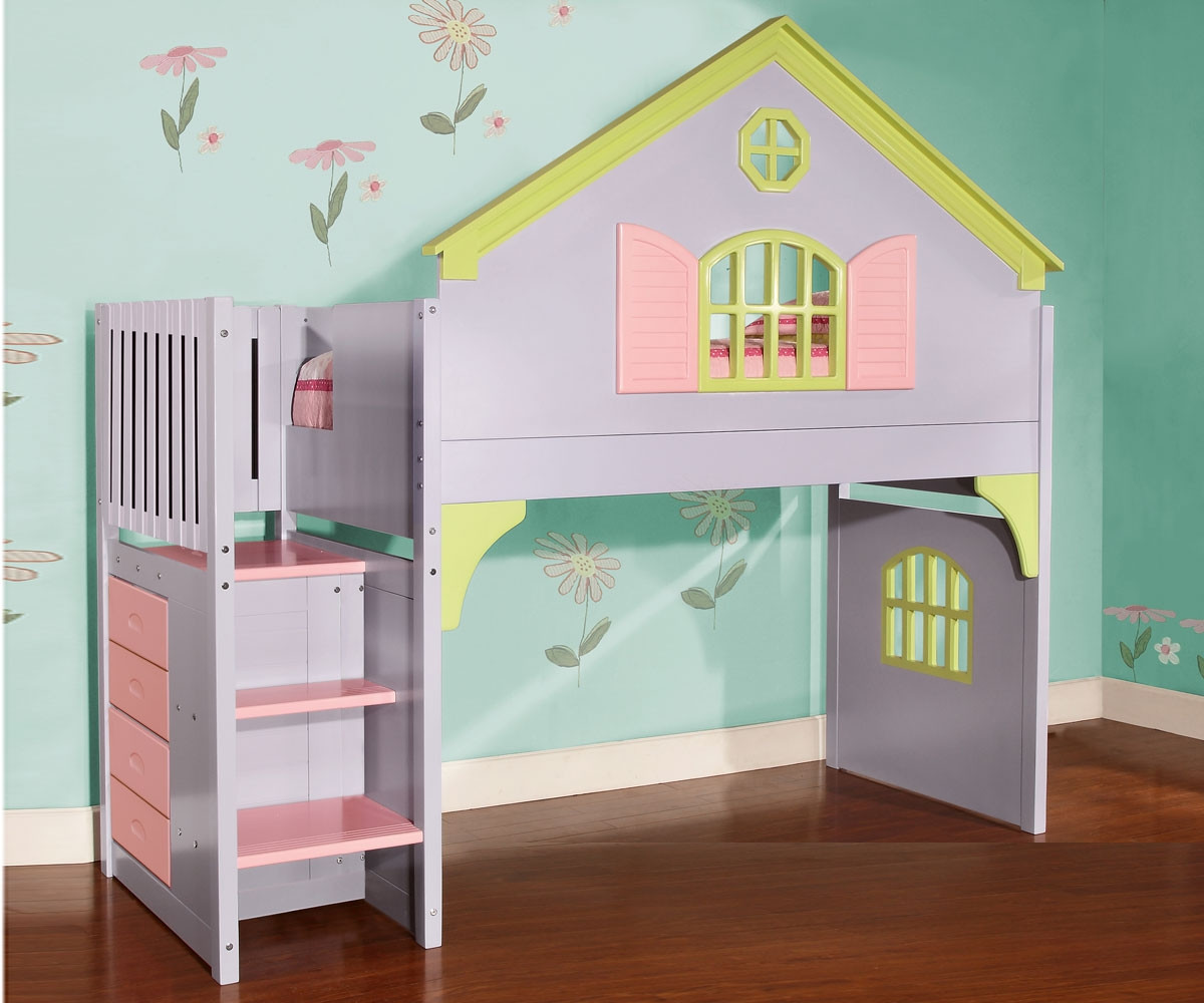 girls loft bed with stairs