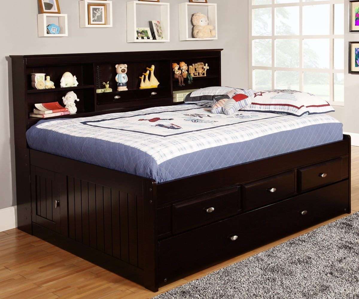 captains single cabin bed with trundle and drawers