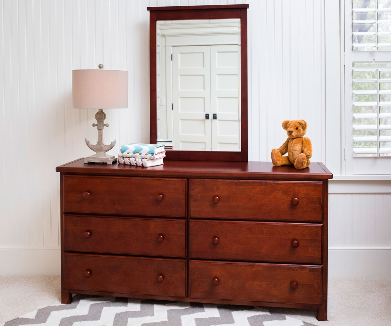 Jackpot Cherry Finish 6 Drawer Dresser 714060 004 Jackpot Kids