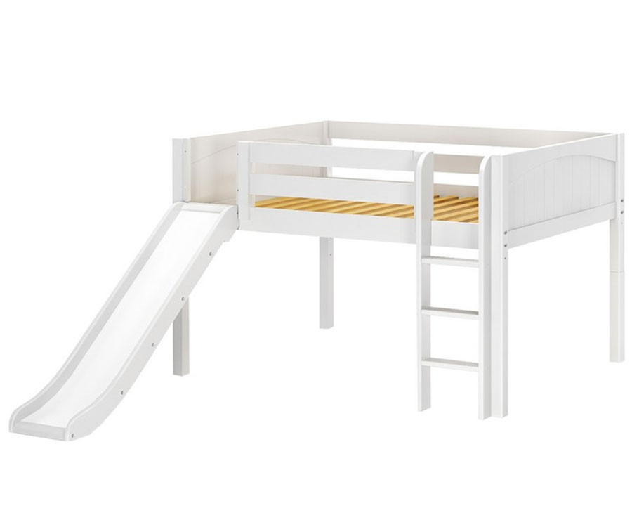 Low Loft Bed With Slide In White Matrix Kids Furniture Solid